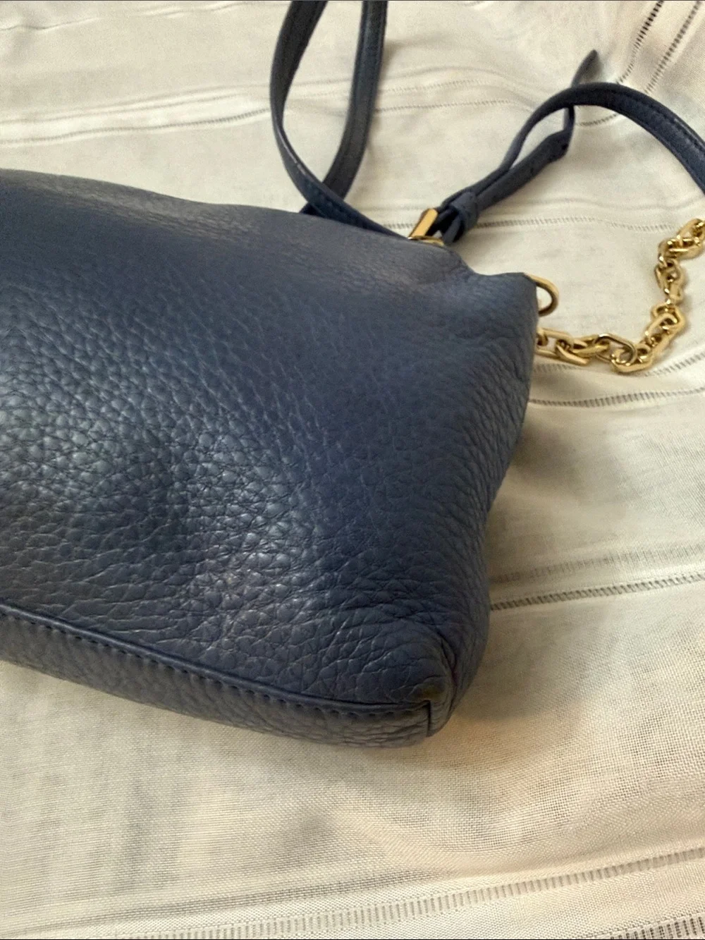 Tory Burch Cornflower Blue Leather Crossbody with Chain Strap